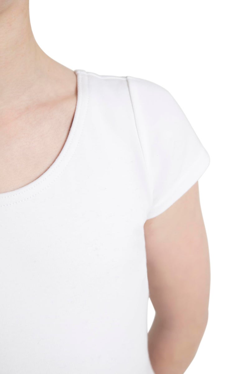 Capezio ليوتارد كابيزيو النسائي الكلاسيكي بأكمام قصيرة، أبيض، كبير جداً - Image 3
